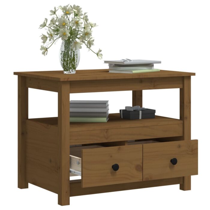 Table basse Marron miel 71x49x55 cm Bois massif de pin – Image 3