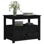 Table basse Noir 71x49x55 cm Bois massif de pin – Image 2