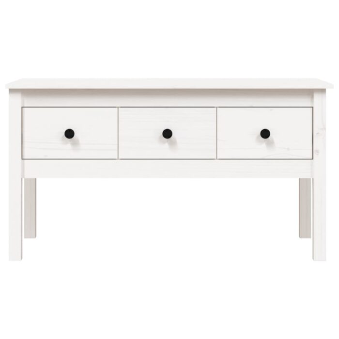 Table basse Blanc 102x49x55 cm Bois massif de pin – Image 4