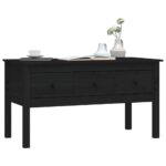 Table basse Noir 102x49x55 cm Bois massif de pin – Image 2