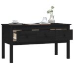 Table basse Noir 102x49x55 cm Bois massif de pin – Image 3