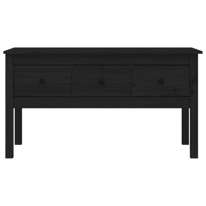 Table basse Noir 102x49x55 cm Bois massif de pin – Image 4