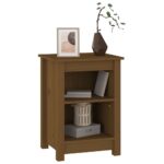 Table de chevet Marron miel 40x35x55 cm Bois de pin solide – Image 3