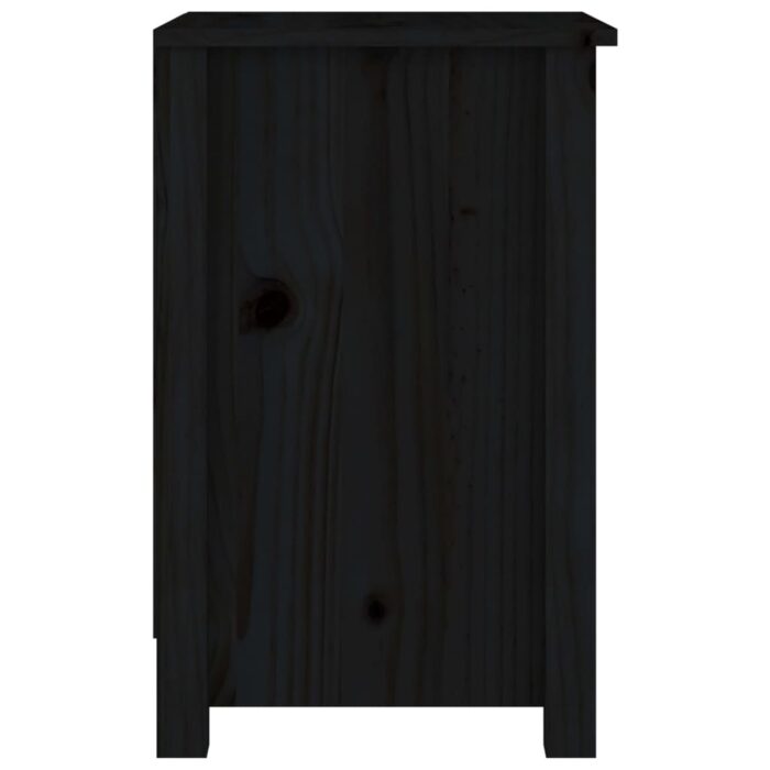 Table de chevet Noir 40x35x55 cm Bois de pin solide – Image 2