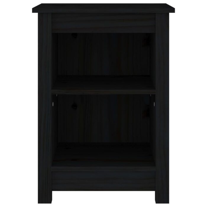 Tables de chevet 2 pcs Noir 40x35x55 cm Bois de pin solide – Image 2