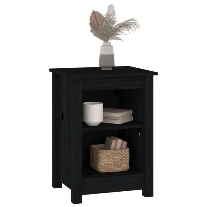 Tables de chevet 2 pcs Noir 40x35x55 cm Bois de pin solide – Image 4
