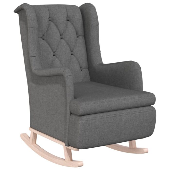 Fauteuil avec pieds à bascule et tabouret Gris clair Tissu – Image 2