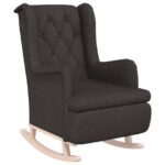 Fauteuil avec pieds à bascule et tabouret Gris foncé Tissu – Image 2