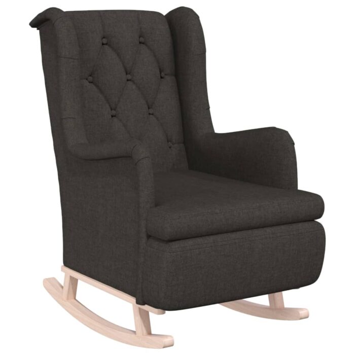 Fauteuil avec pieds à bascule et tabouret Gris foncé Tissu – Image 2