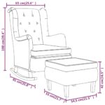 Fauteuil avec pieds à bascule et tabouret Gris foncé Tissu – Image 5