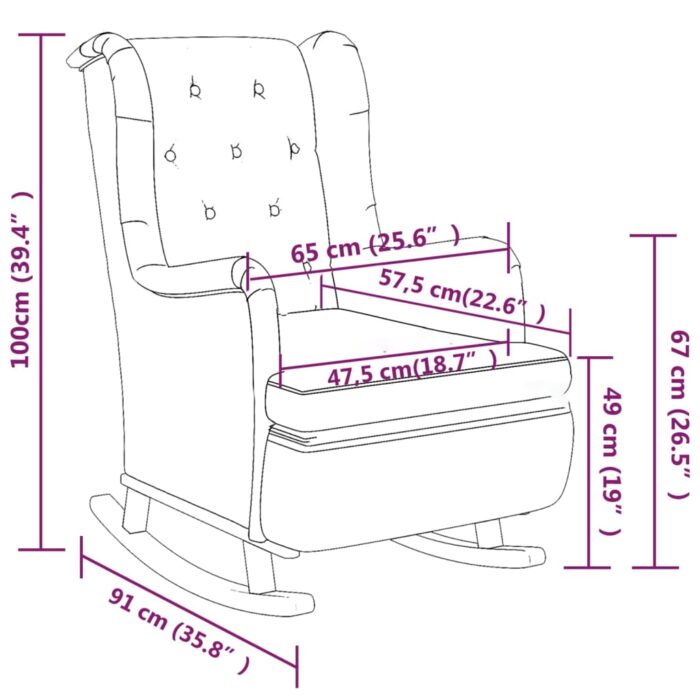 Fauteuil avec pieds à bascule et tabouret Gris foncé Tissu – Image 6
