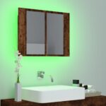 Armoire à miroir LED Chêne fumé 60x12x45 cm Bois d'ingénierie – Image 3