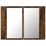 Armoire à miroir LED Chêne fumé 60x12x45 cm Bois d'ingénierie – Image 6