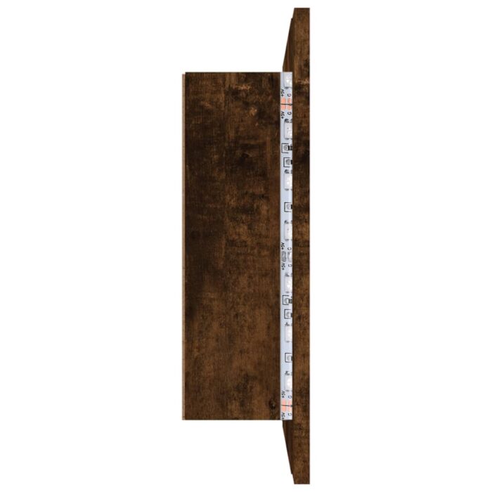 Armoire à miroir LED Chêne fumé 60x12x45 cm Bois d'ingénierie – Image 7