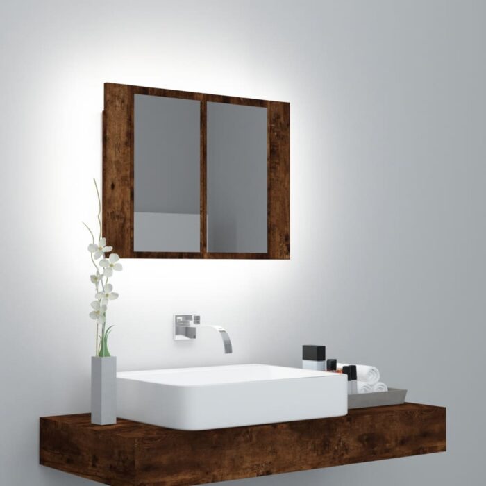 VXL8720287194552_m_en_hd_1.jpg Armoire à miroir LED Chêne fumé 60x12x45 cm Bois d'ingénierie – Image 1