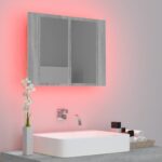 Armoire à miroir LED Sonoma gris 60x12x45 cm Bois d'ingénierie – Image 2