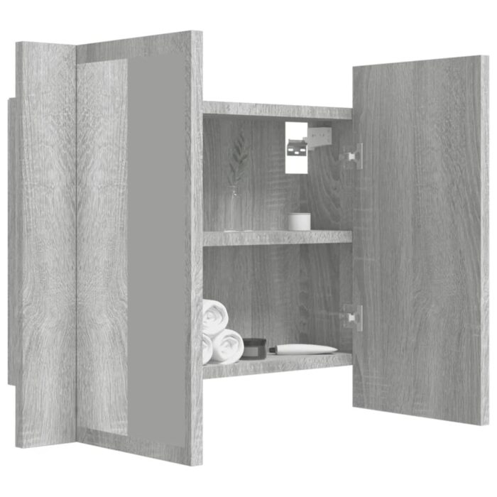 Armoire à miroir LED Sonoma gris 60x12x45 cm Bois d'ingénierie – Image 5