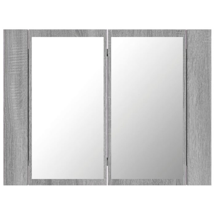 Armoire à miroir LED Sonoma gris 60x12x45 cm Bois d'ingénierie – Image 6