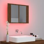 Armoire à miroir LED Chêne marron 60x12x45 cm Bois d'ingénierie – Image 2