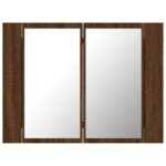 Armoire à miroir LED Chêne marron 60x12x45 cm Bois d'ingénierie – Image 6