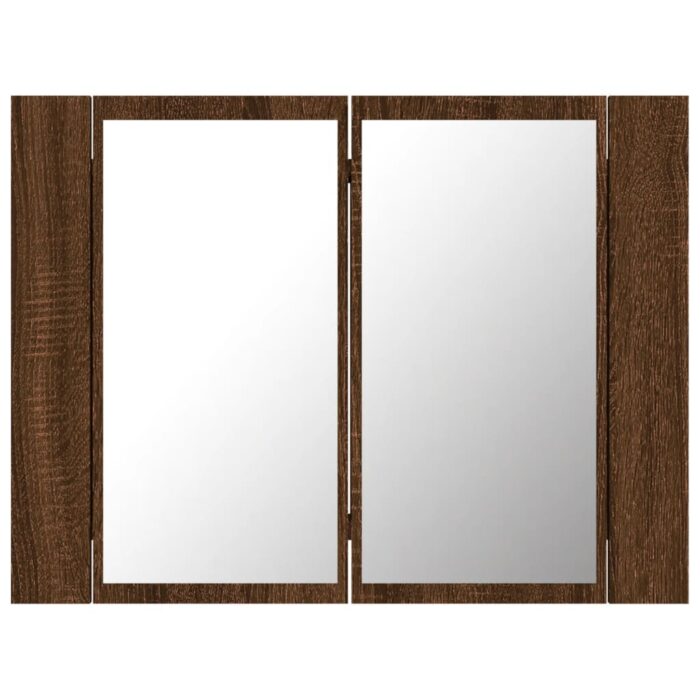 Armoire à miroir LED Chêne marron 60x12x45 cm Bois d'ingénierie – Image 6