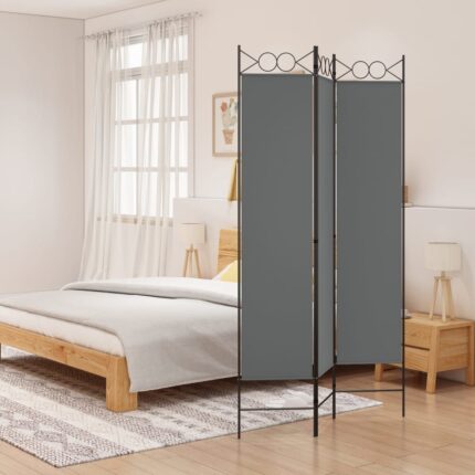 Cloison de séparation 3 panneaux Anthracite 120x200 cm Tissu