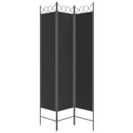 Cloison de séparation 3 panneaux Noir 120x200 cm Tissu – Image 2