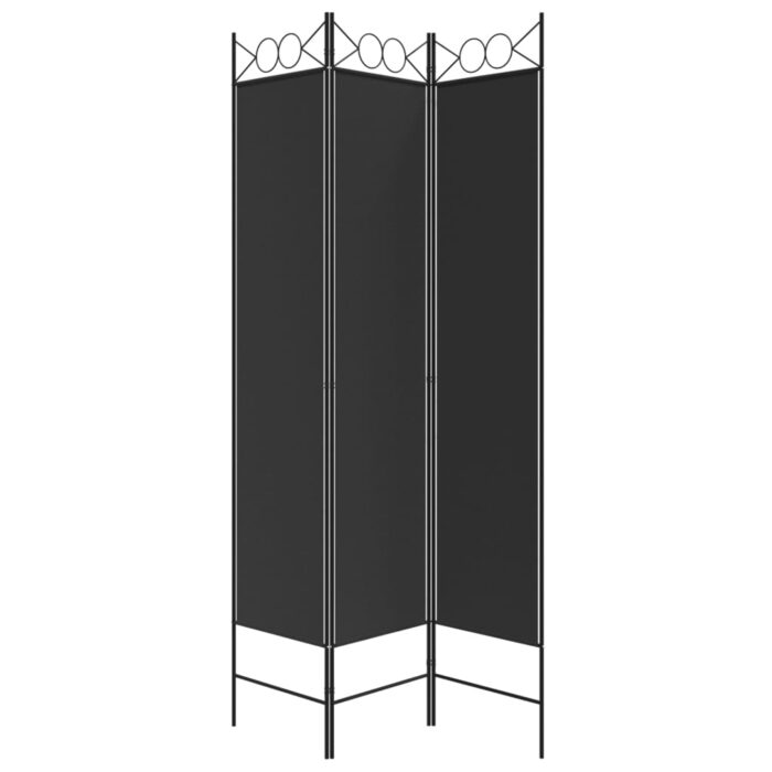 Cloison de séparation 3 panneaux Noir 120x200 cm Tissu – Image 2