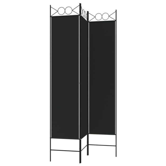 Cloison de séparation 3 panneaux Noir 120x200 cm Tissu – Image 3