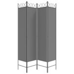 Cloison de séparation 4 panneaux Anthracite 160x200 cm Tissu – Image 3