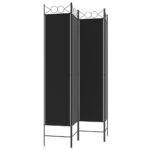 Cloison de séparation 4 panneaux Noir 160x200 cm Tissu – Image 3
