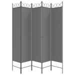 Cloison de séparation 5 panneaux Anthracite 200x200 cm Tissu – Image 2