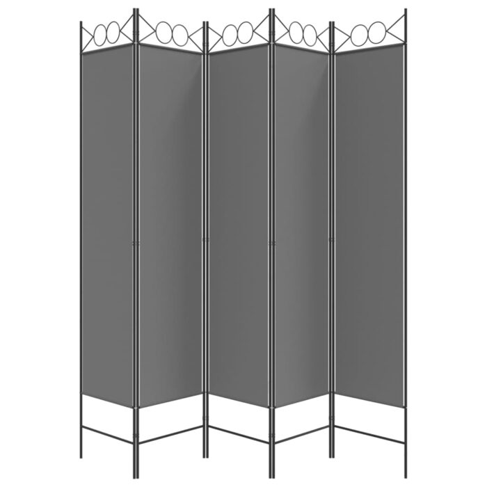 Cloison de séparation 5 panneaux Anthracite 200x200 cm Tissu – Image 2