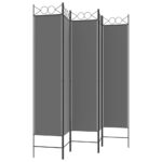 Cloison de séparation 5 panneaux Anthracite 200x200 cm Tissu – Image 3