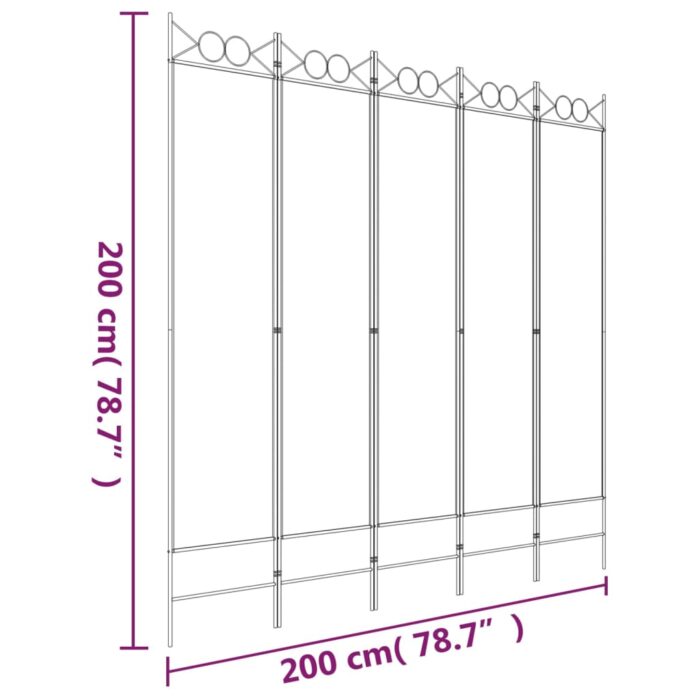 Cloison de séparation 5 panneaux Anthracite 200x200 cm Tissu – Image 6