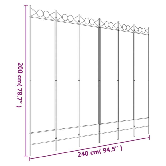 VXL8720287195566_g_en_hd_6.jpg Cloison de séparation 6 panneaux Blanc 240x200 cm Tissu – Image 6
