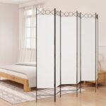 Cloison de séparation 6 panneaux Blanc 240x200 cm Tissu