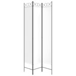 Cloison de séparation 3 panneaux Blanc 120x220 cm Tissu – Image 2