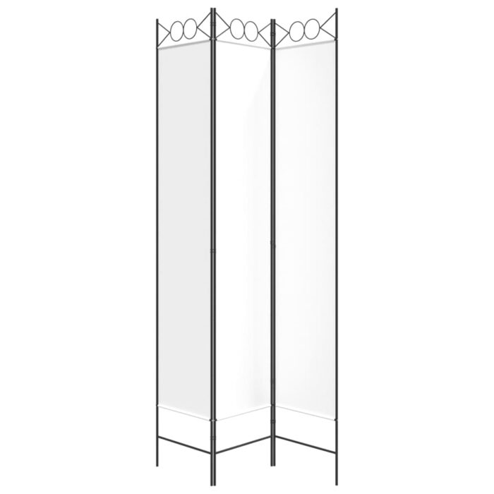 Cloison de séparation 3 panneaux Blanc 120x220 cm Tissu – Image 2