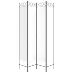 Cloison de séparation 4 panneaux Blanc 160x220 cm Tissu – Image 2