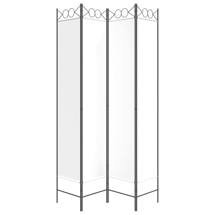 Cloison de séparation 4 panneaux Blanc 160x220 cm Tissu – Image 2