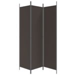 Cloison de séparation 3 panneaux Marron 150x200 cm Tissu – Image 2