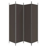 Cloison de séparation 4 panneaux Marron 200x200 cm Tissu – Image 2