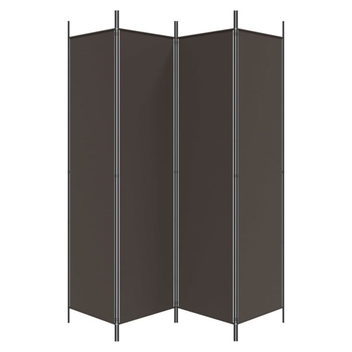Cloison de séparation 4 panneaux Marron 200x200 cm Tissu – Image 2