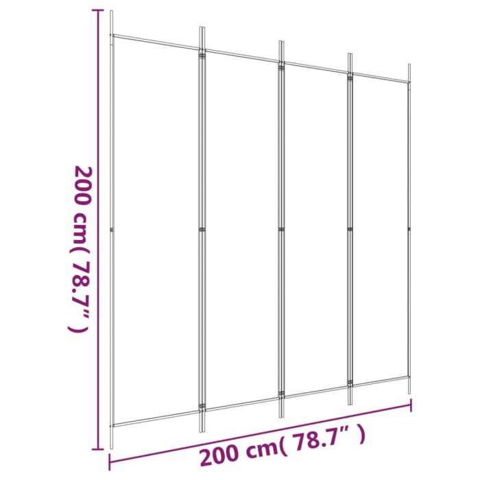 Cloison de séparation 4 panneaux Anthracite 200x200 cm Tissu – Image 6