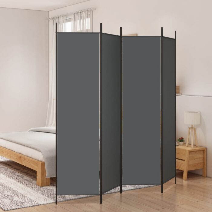 Cloison de séparation 4 panneaux Anthracite 200x200 cm Tissu – Image 1