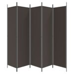 Cloison de séparation 5 panneaux Marron 250x200 cm Tissu – Image 2