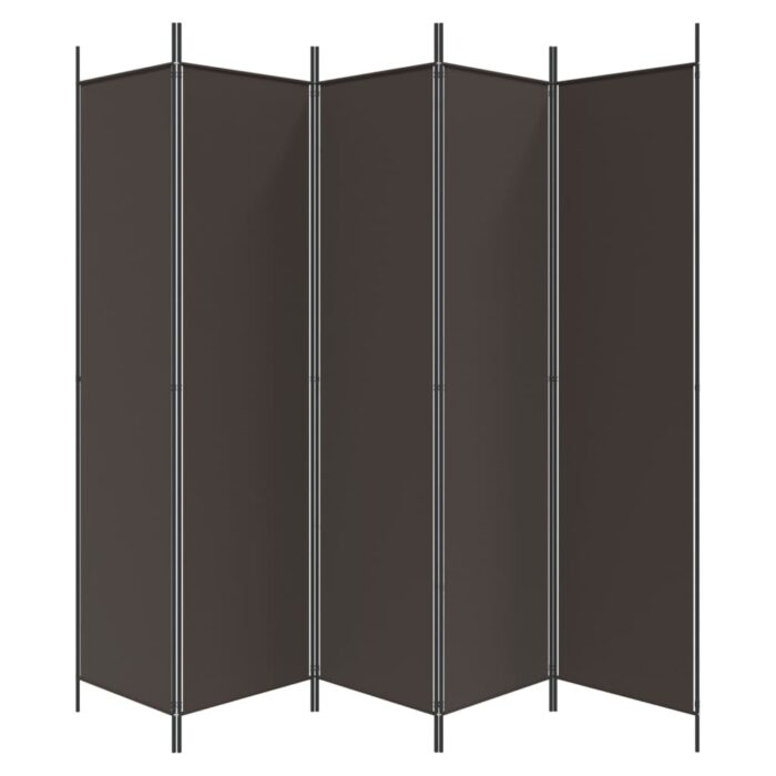 Cloison de séparation 5 panneaux Marron 250x200 cm Tissu – Image 2