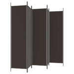 Cloison de séparation 5 panneaux Marron 250x200 cm Tissu – Image 3