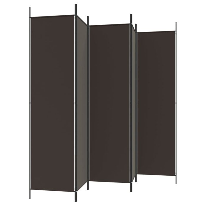 Cloison de séparation 5 panneaux Marron 250x200 cm Tissu – Image 3